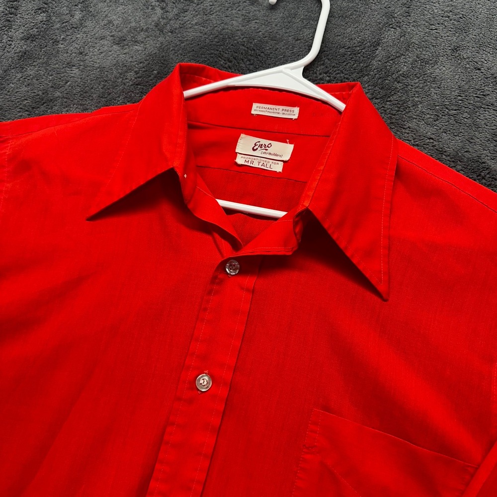 Vintage Enro Disco Shirt Mr Tall Button Down Dagger Collar Mens 16.5 6 Large XL